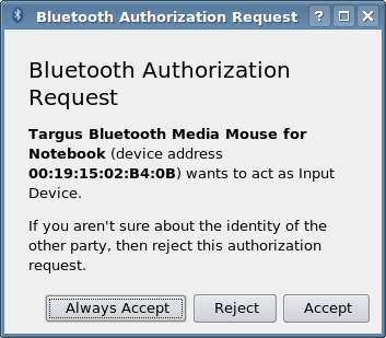 Bluetooth Authorization Request