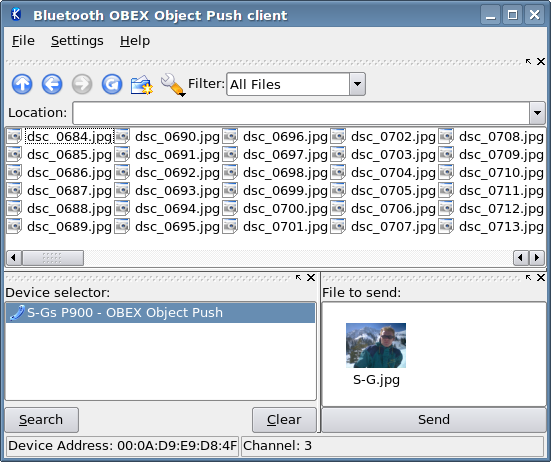 Bluetooth OBEX push client